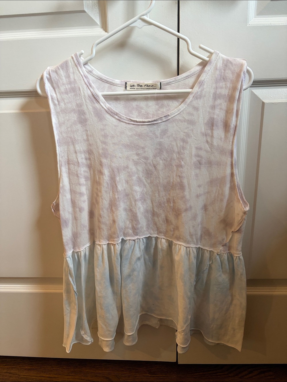 Free People Pastel Tie-Dye Peplum Tank Top